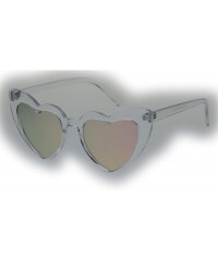 Cat Eye Womens Cute Pink Peach Mirror Lens Cat Eye Heart Shape Sunglasses - Clear Pink Mirror - CR18R3I6UZC $12.61