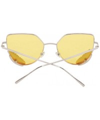 Oversized Bee Pilot Sunglasses Oversize Metal Frame Vintage Retro Men Women Shades - Silver Frame Yellow Lens1828 - CR18UQ3W5...