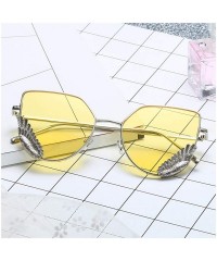 Oversized Bee Pilot Sunglasses Oversize Metal Frame Vintage Retro Men Women Shades - Silver Frame Yellow Lens1828 - CR18UQ3W5...