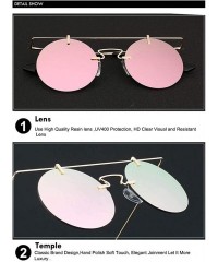 Round Men Women Vintage Round Brow Sunglasses Colored Metal Frame Tinted Lens Shades - .Gold-pink-mirror - CM18IGUCW2N $8.83