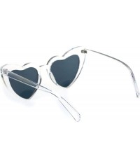Cat Eye Womens Cute Pink Peach Mirror Lens Cat Eye Heart Shape Sunglasses - Clear Pink Mirror - CR18R3I6UZC $12.61