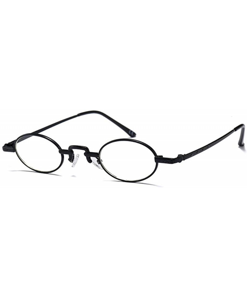 Round Unisex Vintage Oval Glasses Small Metal Frames Sunglasses UV400 - Black White - CP18NO9WQUQ $13.47