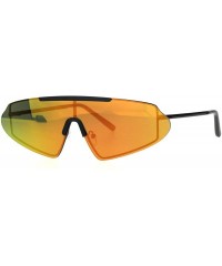 Rimless Futurist Robotic Shield Exposed Rimless Metal Rim Retro Sunglasses - Black Orange Mirror - CT18KA7QRDI $13.19