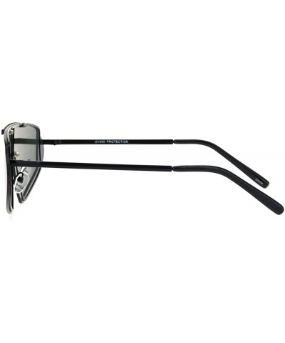 Rimless Futurist Robotic Shield Exposed Rimless Metal Rim Retro Sunglasses - Black Orange Mirror - CT18KA7QRDI $13.19