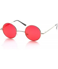 Oval Hipster Fashion Small Metal Round Circle Ozzy Elton Color Tint Lennon Style Sunglasses - Silver - C111PXVLQQP $7.94