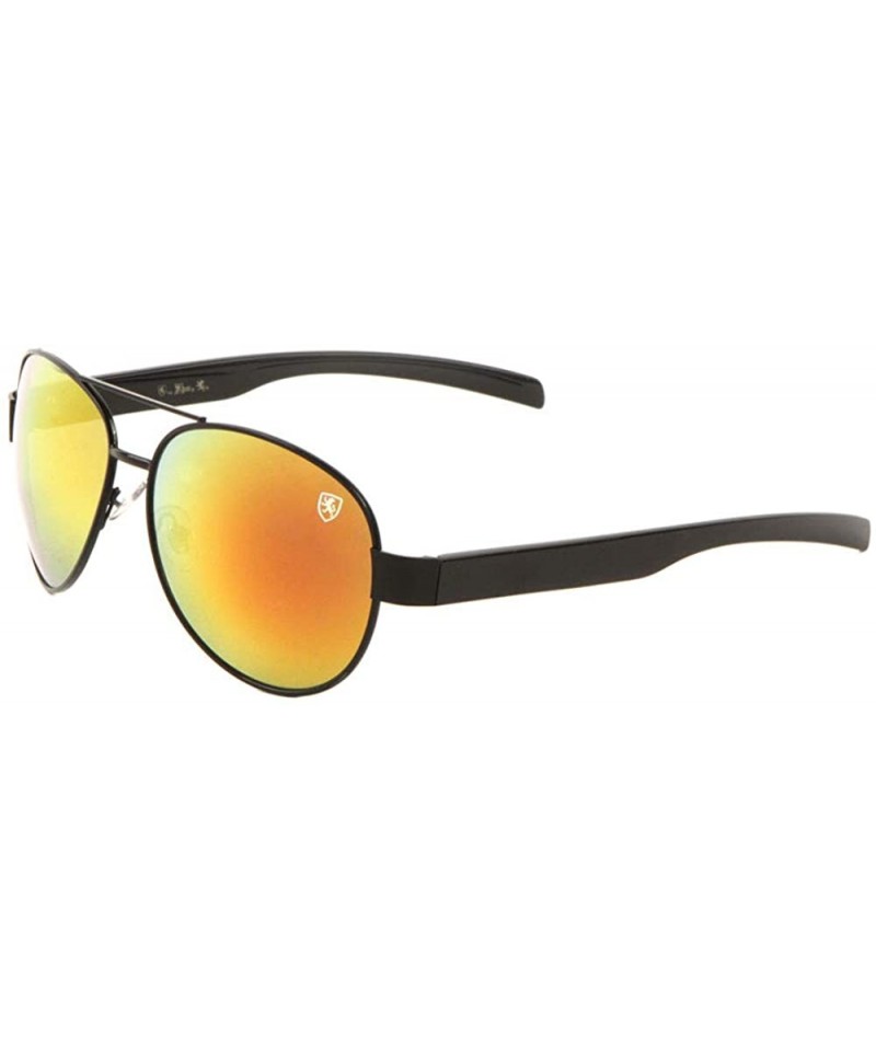 Aviator Color Mirror Straight Temple Classic Aviator Sunglasses - Red Black - C2199H2X8EC $22.67