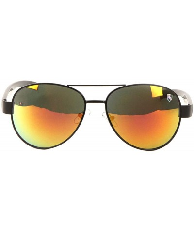 Aviator Color Mirror Straight Temple Classic Aviator Sunglasses - Red Black - C2199H2X8EC $22.67