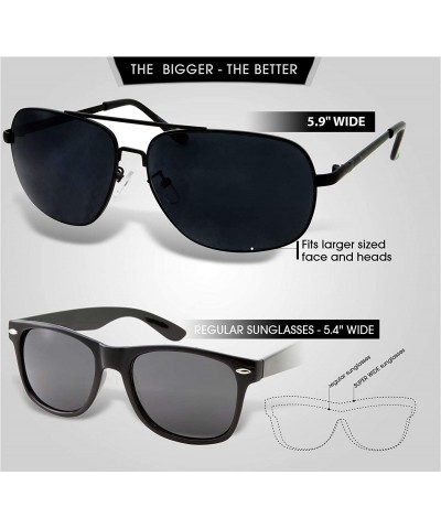 Round XXL Black Extra Large Wide Sunglasses Big Heads - Secret Service Style - 150mm - C218RG5CSQQ $18.14