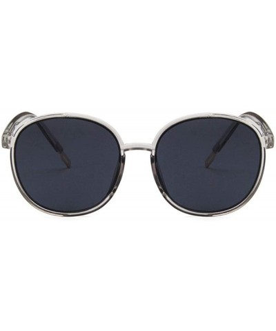 Round Women Fashion Eyewear Round Transparent 21SUNglasses with Case UV400 - Transparent Grey Frame/Pink Lens - C418WID8AEM $...