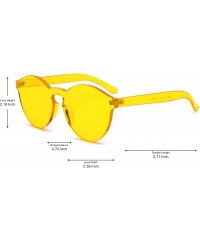 Round Fashion Rimless One Piece Clear Lens Color Candy Sunglasses - Yellow - CG189QHC5EY $8.68