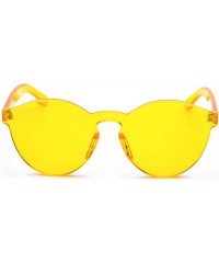 Round Fashion Rimless One Piece Clear Lens Color Candy Sunglasses - Yellow - CG189QHC5EY $8.68