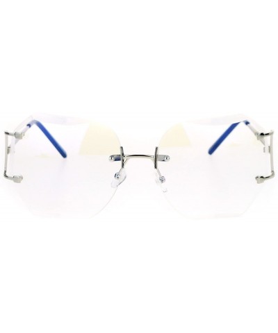 Rimless Womens Granny Style Diva Rimless Clear Lens Butterfly Eye Glasses - Silver - CL17X63MZ2G $23.33