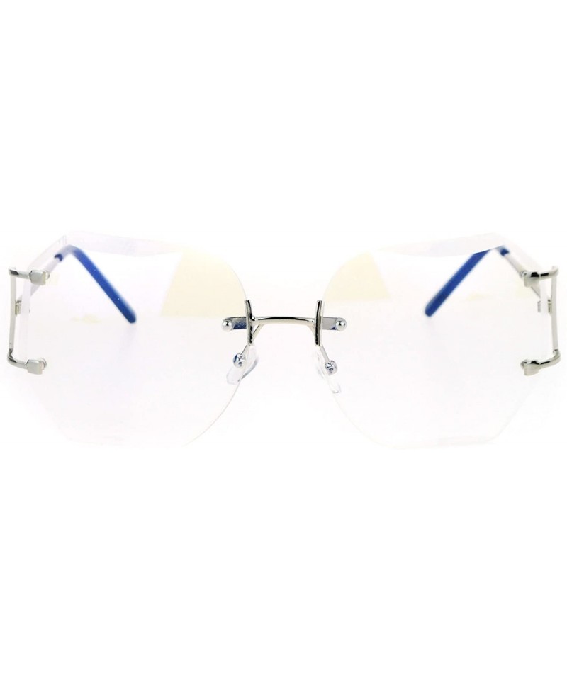 Rimless Womens Granny Style Diva Rimless Clear Lens Butterfly Eye Glasses - Silver - CL17X63MZ2G $15.55