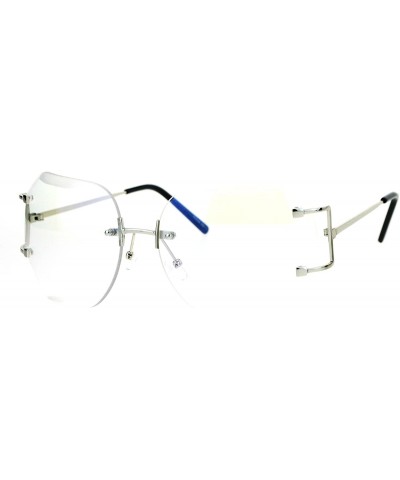 Rimless Womens Granny Style Diva Rimless Clear Lens Butterfly Eye Glasses - Silver - CL17X63MZ2G $15.55