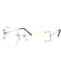 Rimless Womens Granny Style Diva Rimless Clear Lens Butterfly Eye Glasses - Silver - CL17X63MZ2G $15.55