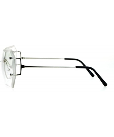 Rimless Womens Granny Style Diva Rimless Clear Lens Butterfly Eye Glasses - Silver - CL17X63MZ2G $15.55