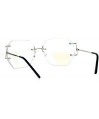 Rimless Womens Granny Style Diva Rimless Clear Lens Butterfly Eye Glasses - Silver - CL17X63MZ2G $15.55