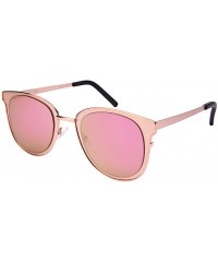 Cat Eye Unique Metal Framed Cat Eye Sunnies Flat Full Mirrored Lens w/Fiber Case M25147-FLREV - CS187IZ2D35 $10.37