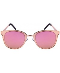 Cat Eye Unique Metal Framed Cat Eye Sunnies Flat Full Mirrored Lens w/Fiber Case M25147-FLREV - CS187IZ2D35 $10.37