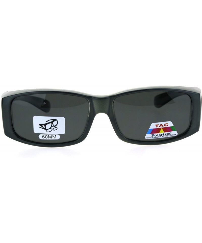 Rectangular Polarized Womens Pearl Rectangular 60mm OTG Fit Over Sunglasses - Grey - CT185G5SRCQ $13.12