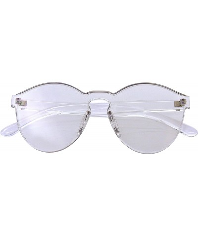 Sport Colorful One Piece Rimless Transparent Sunglasses Women Tinted Candy Colored Glasses - Clear - CA18KKOI4HR $19.50