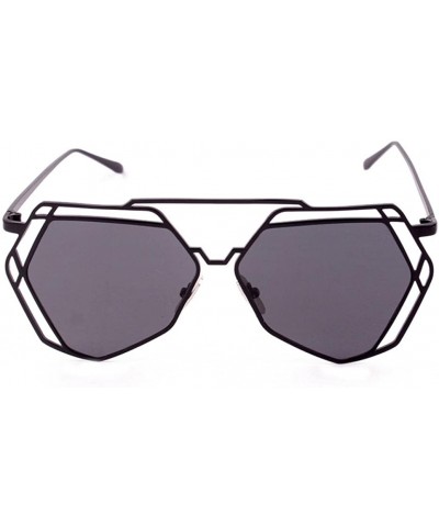 Square Twin-Beams Geometry Design Women Metal Frame Mirror Sunglasses Cat Eye Glasses (Black) - C9182LAN8DI $11.73