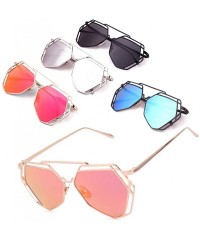 Square Twin-Beams Geometry Design Women Metal Frame Mirror Sunglasses Cat Eye Glasses (Black) - C9182LAN8DI $11.73