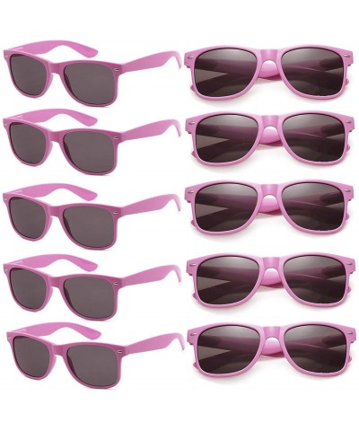 Wayfarer Wholesale Sunglasses Bulk for Adults Party Favors Retro Classic Shades 10 Pack - Pink - CP18REZKX3N $29.07
