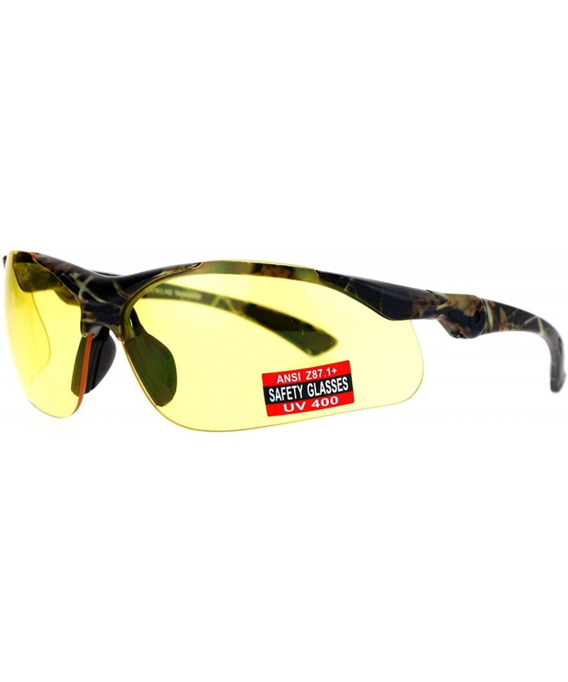 Rimless Yellow Lens Protective Safety Glasses UV 400 ANSI Z87.1+ Up Down Temple - Camouflage - CK189LSX0UC $9.24