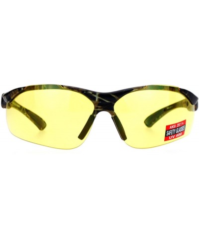 Rimless Yellow Lens Protective Safety Glasses UV 400 ANSI Z87.1+ Up Down Temple - Camouflage - CK189LSX0UC $9.24