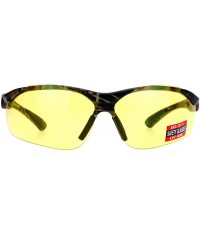 Rimless Yellow Lens Protective Safety Glasses UV 400 ANSI Z87.1+ Up Down Temple - Camouflage - CK189LSX0UC $9.24