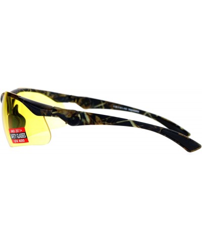 Rimless Yellow Lens Protective Safety Glasses UV 400 ANSI Z87.1+ Up Down Temple - Camouflage - CK189LSX0UC $9.24