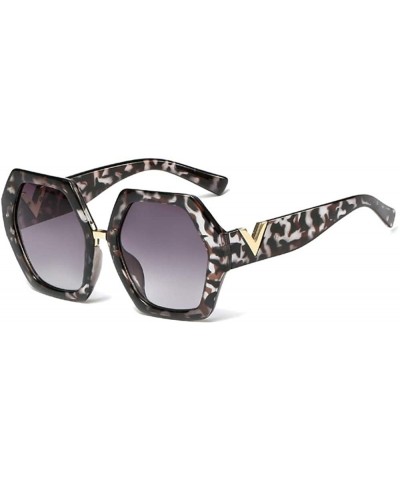 Semi-rimless Extra Large Women Sunglasses Geometrical Hexagonal Bold Frame Oversized Glasses - Tortoise Grey - CM18W0LW3W4 $1...
