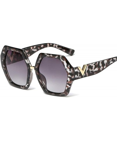 Semi-rimless Extra Large Women Sunglasses Geometrical Hexagonal Bold Frame Oversized Glasses - Tortoise Grey - CM18W0LW3W4 $2...