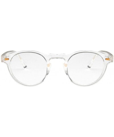 Oval Unisex Sunglasses Retro Bright Black Grey Drive Holiday Oval Non-Polarized UV400 - Transparent White - CO18RLSWIC6 $11.34