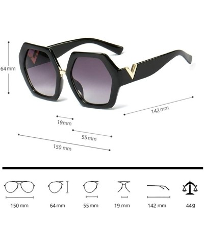 Semi-rimless Extra Large Women Sunglasses Geometrical Hexagonal Bold Frame Oversized Glasses - Tortoise Grey - CM18W0LW3W4 $2...