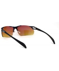 Rectangular Mens HD Amber Lens Rimless Sport Warp Sunglasses - Black - C0195SXX368 $10.78