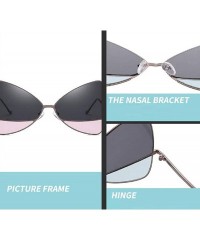 Round Chic Double Lens Metal Bottom Butterfly Bowtie Luxury Vintage Designer Triangular Cat Eye Shaped Sunglasses - CR18HD3U4...