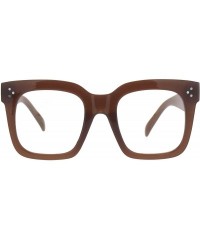 Oversized Oversize Thick Plastic Nerd Rectangular Horn Rim Horned Clear Lens Glasses - Beige - CX12H5HA9KH $12.31