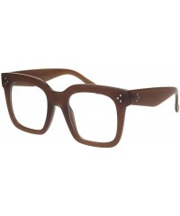 Oversized Oversize Thick Plastic Nerd Rectangular Horn Rim Horned Clear Lens Glasses - Beige - CX12H5HA9KH $12.31
