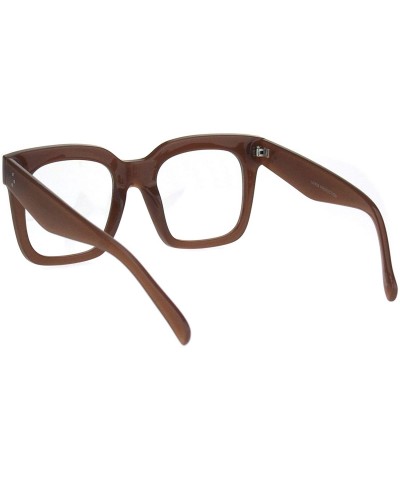 Oversized Oversize Thick Plastic Nerd Rectangular Horn Rim Horned Clear Lens Glasses - Beige - CX12H5HA9KH $12.31