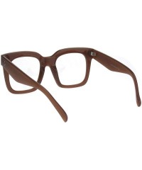 Oversized Oversize Thick Plastic Nerd Rectangular Horn Rim Horned Clear Lens Glasses - Beige - CX12H5HA9KH $12.31