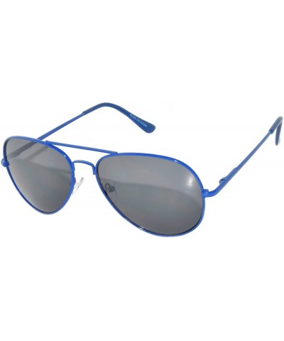 Aviator Classic Aviator Sunglasses Mirror Lens Colored Metal Frame with Spring Hinge - Blue_smoke_lens - CM1223Q7ZZ3 $9.80