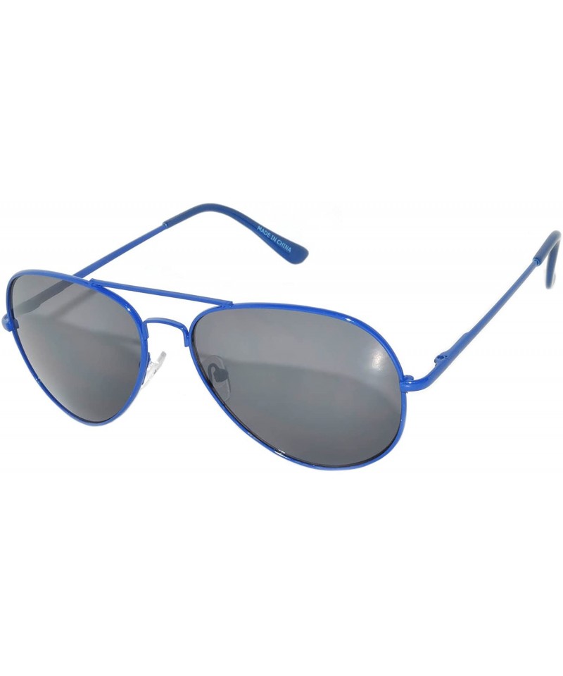 Aviator Classic Aviator Sunglasses Mirror Lens Colored Metal Frame with Spring Hinge - Blue_smoke_lens - CM1223Q7ZZ3 $18.17