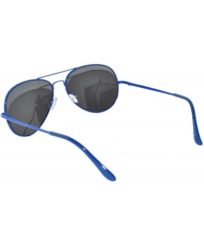 Aviator Classic Aviator Sunglasses Mirror Lens Colored Metal Frame with Spring Hinge - Blue_smoke_lens - CM1223Q7ZZ3 $9.80