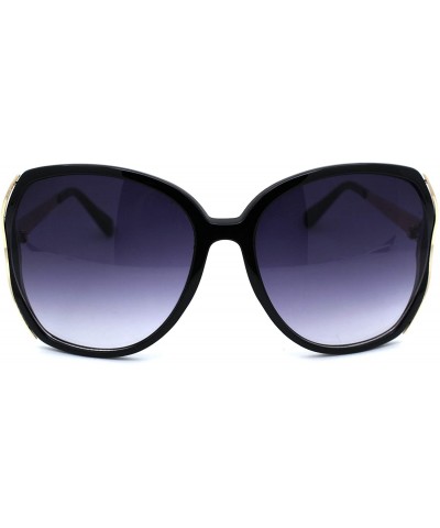 Rectangular Womens Metal Arm Butterfly Designer Fashion Plastic Sunglasses - Black Smoke - C518WNW2ORO $15.49