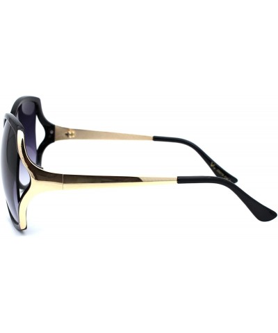 Rectangular Womens Metal Arm Butterfly Designer Fashion Plastic Sunglasses - Black Smoke - C518WNW2ORO $15.49