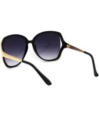 Rectangular Womens Metal Arm Butterfly Designer Fashion Plastic Sunglasses - Black Smoke - C518WNW2ORO $15.49