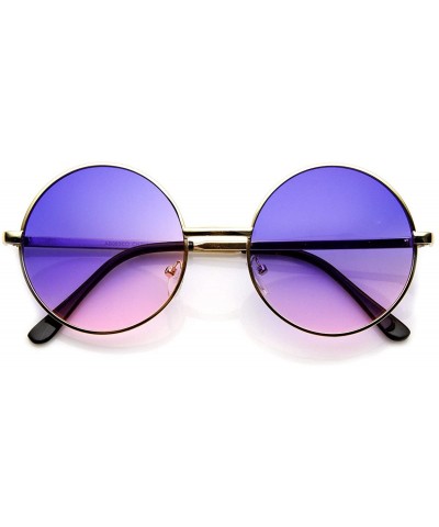Round Mid Sized Metal Lennon Style Color Tinted Round Sunglasses - Gold Blue-pink - CP11JV5ST2N $20.42