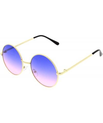 Round Mid Sized Metal Lennon Style Color Tinted Round Sunglasses - Gold Blue-pink - CP11JV5ST2N $12.73